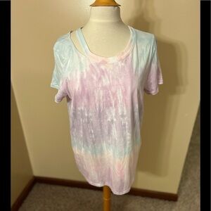 n:philanthropy White Tie-Dye Print Scoop Neck T/Shirt Sz L